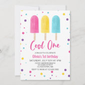 Rainbow Ice Pop Cool One Summer 1st Birthday Kaart (Voorkant)
