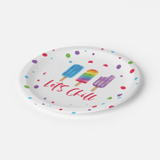 Rainbow Ice Pop Let's Chill Summer Birthday Papieren Bordje (Gekanteld)