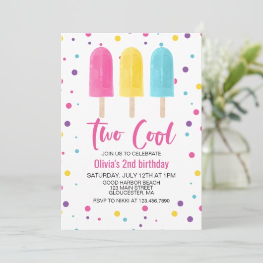 Rainbow Ice Pop Two Cool Summer Birthday Kaart (Staand voorkant)