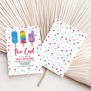 Rainbow Ice Poppen Twee kool 2e verjaardag Uitnodi Kaart
