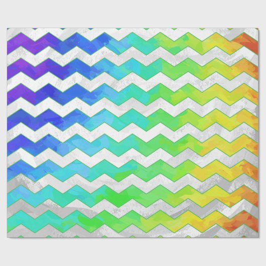 Rainbow Icy Chevron Pattern Cadeaupapier (Vlak)