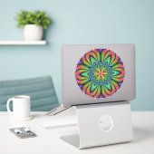 Rainbow Illusion Mandala Sticker (Laptop op bureau)
