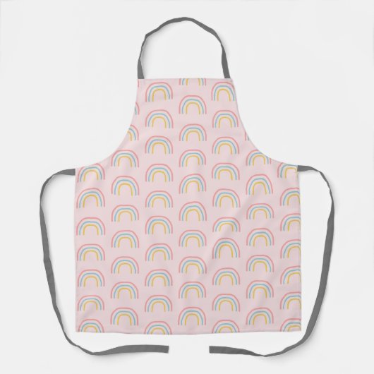 Rainbow Illustration Pattern Over Apron Schort (Voorkant)
