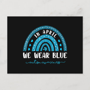 Rainbow In april Draag we Blue Autism Awareness T- Briefkaart