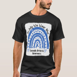 Rainbow In juli Draag we Blauwe Juveniele Artritis T-shirt