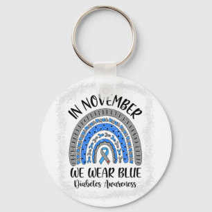 Rainbow In november Draag we Blauwe Diabetes Aware Sleutelhanger