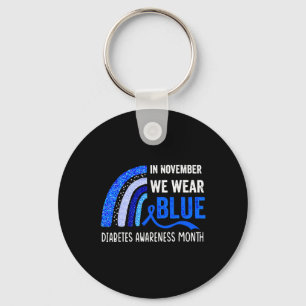 Rainbow In november Draag we Blauwe Diabetes Aware Sleutelhanger