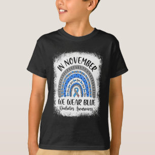 Rainbow In november Draag we Blauwe Diabetes Aware T-shirt