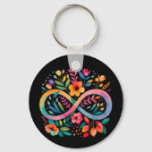 Rainbow Infinity Waterverf Flowers Autisme Sleutelhanger (Achterkant)