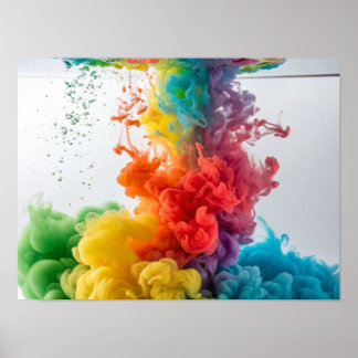 Rainbow Ink Cascade in het water Poster