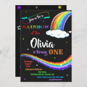 Rainbow invitation anniversaire Rainbow fête amusa (Devant / Derrière)