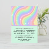 Rainbow invitations pour 13e anniversaire Pastel (Debout devant)