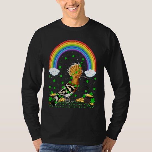 Rainbow Irish Shamrock Hoopoe Bird St Patrick's Da T-shirt (Voorkant)