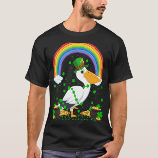 Rainbow Irish Shamrock Pelican Bird St Patrick's D T-shirt