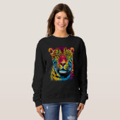 Rainbow Jaguar Big Cat Lover Print Graphic Abstrac Trui (Voorkant volledig)