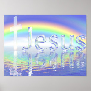 Rainbow Jesus Cross Poster