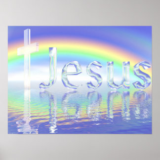 Rainbow Jesus Cross Poster