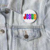 Rainbow Jesus Ronde Button 5,7 Cm (In situ)