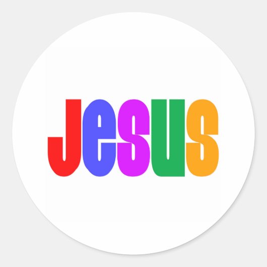 Rainbow Jesus Ronde Sticker (Voorkant)