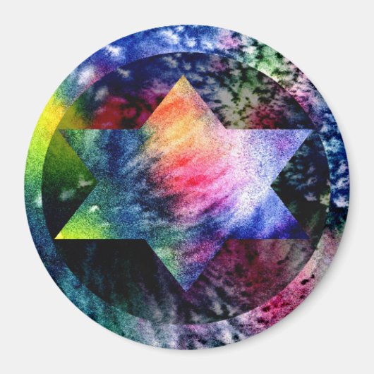 Rainbow Jewish Star Magnet (Devant)