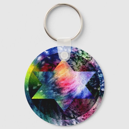 Rainbow Jewish Star van David Sleutelhanger (Voorkant)