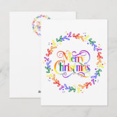 Rainbow Joyeuse couronne de Noël plat carte de Noë (Devant / Derrière)