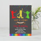 Rainbow jump verjaardagsuitnodiging kaart (Staand voorkant)