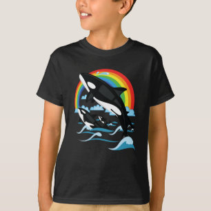 Rainbow & Jumping Orca Killer Whale T-shirt