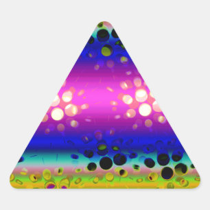 Rainbow Kaleidoscope Dotted Bursts Pattern Driehoek Sticker