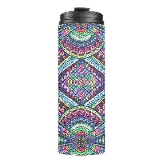 Rainbow Kaleidoscope Mandala Art Abstract Patroon Thermosbeker (Voorkant)