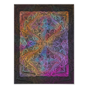 Rainbow Kaleidoscope Mandala Foto Afdruk