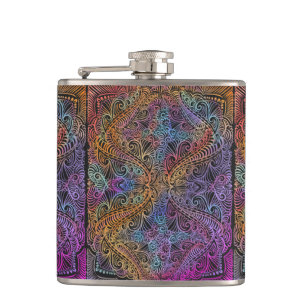 Rainbow Kaleidoscope Mandala Heupfles
