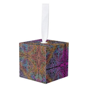 Rainbow Kaleidoscope Mandala Kubus Ornament