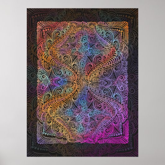 Rainbow Kaleidoscope Mandala Poster (Voorkant)