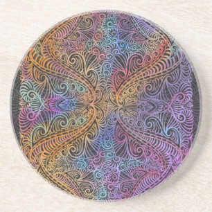 Rainbow Kaleidoscope Mandala Zandsteen Onderzetter