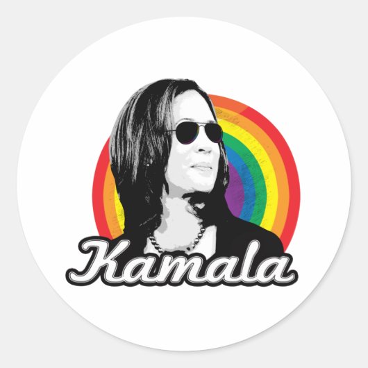 Rainbow Kamala Aviators Ronde Sticker (Voorkant)