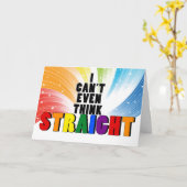 Rainbow kan niet denken dat STRAIGHT Funny Gay Mis Kaart (Gele Bloem)