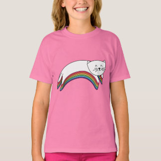 Rainbow Kat Cute Girls' Ruffle T-Shirt