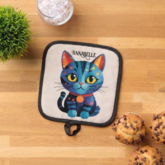 Rainbow Kat personaliseren Pannenlap (Top down)