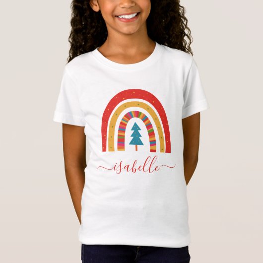 Rainbow kerstkleurrijke leuke leuke leuke leuke ge t-shirt (Voorkant)