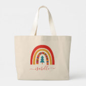 Rainbow kerstkleurrijke leuke leuke leuke persoonl grote tote bag (Achterkant)