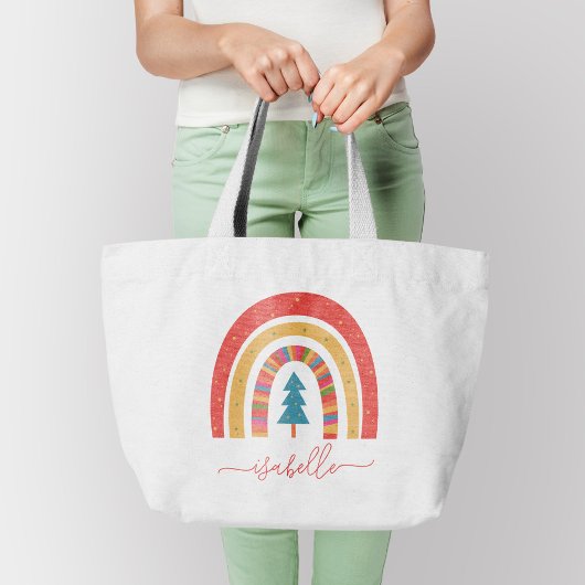 Rainbow kerstkleurrijke leuke leuke leuke persoonl grote tote bag