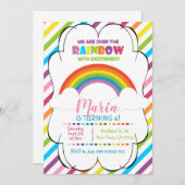 Rainbow Kids Birthday Invitation Kaart (Voorkant / Achterkant)