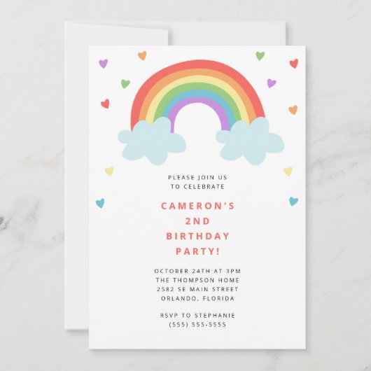 Rainbow Kids Birthday Invitation Kaart (Voorkant)