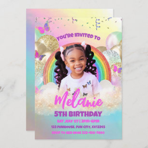 Rainbow Kids Birthday Party Invitation Kaart