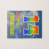 Rainbow Kijk "14" & "HAPPY BIRTHDAY", Cloudy Sky Legpuzzel (Horizontaal)