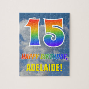 Rainbow Kijk "15" & "HAPPY BIRTHDAY", Cloudy Sky Legpuzzel