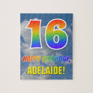 Rainbow Kijk "16" & "HAPPY BIRTHDAY", Cloudy Sky Legpuzzel