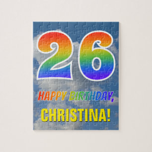 Rainbow Kijk "26" & "HAPPY BIRTHDAY", Cloudy Sky Legpuzzel