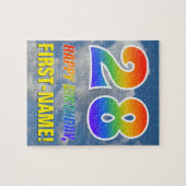 Rainbow Kijk "28" & "HAPPY BIRTHDAY", Cloudy Sky Legpuzzel (Horizontaal)